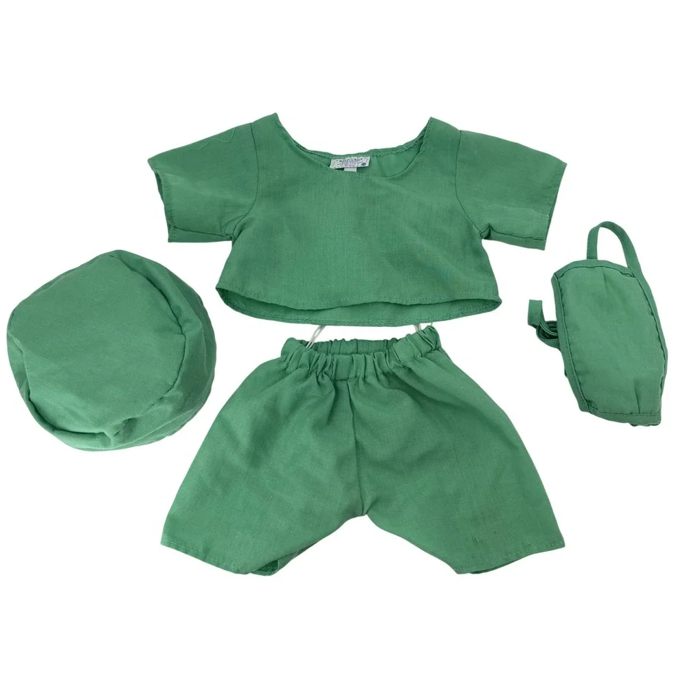 Build‎ A Bear Hospital Scrubs Green 4-Piece Set Mask Cap Pants Top